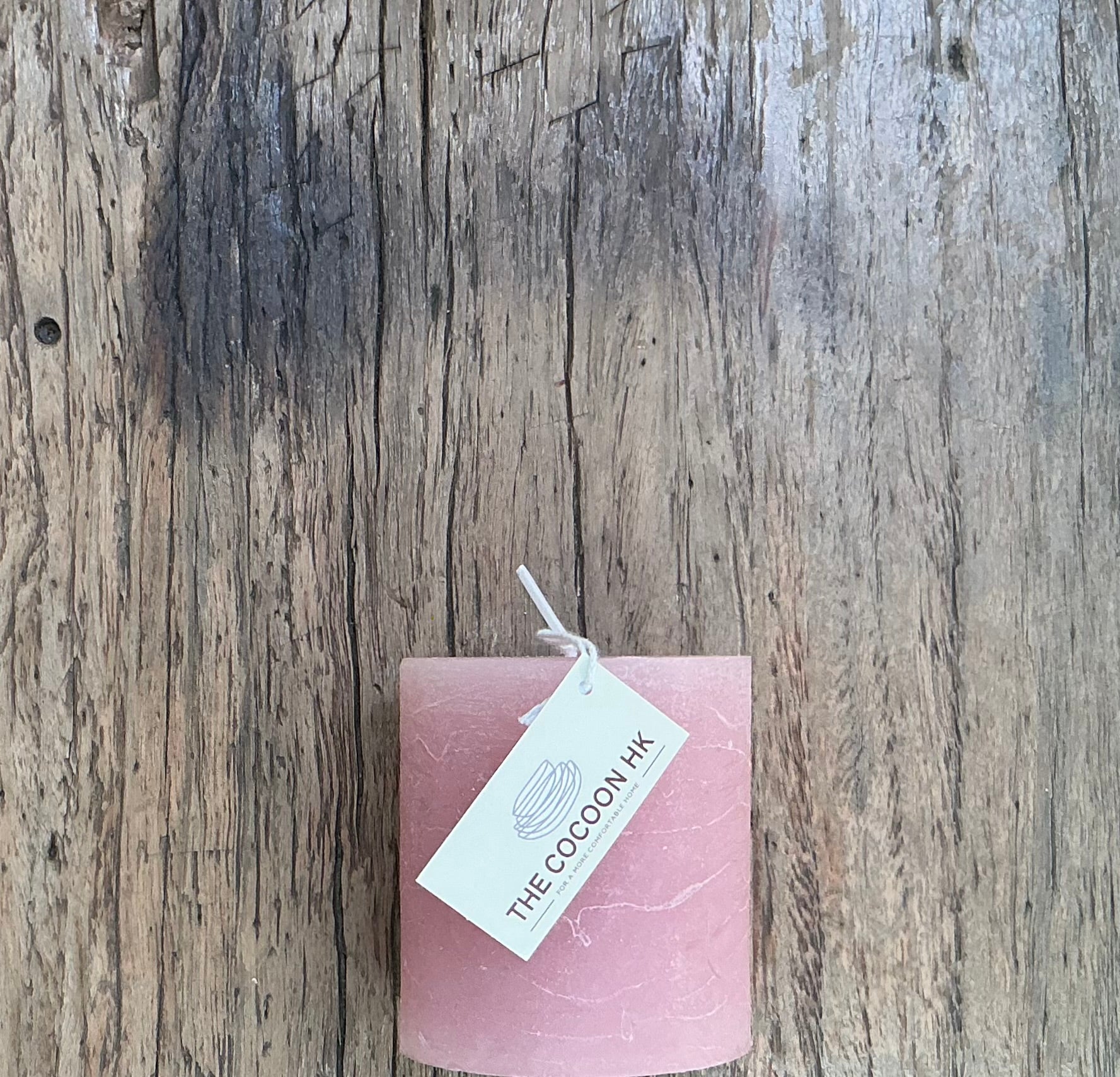 Rustic pillar candle 7x7.5cm - soft pink