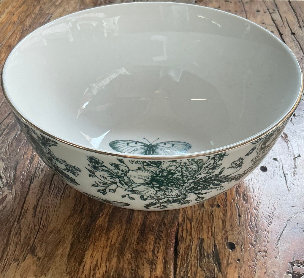 Cereal bowl 15cm with Butterfly design - green
