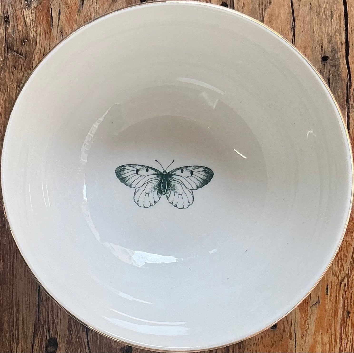 Cereal bowl 15cm with Butterfly design - green