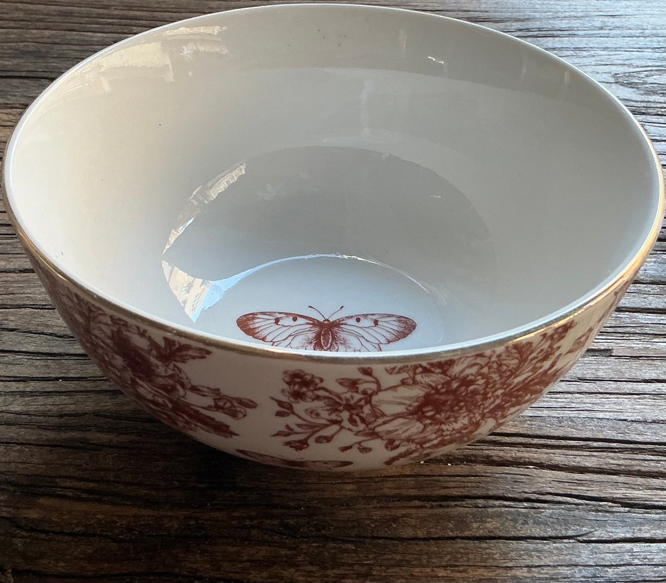 Cereal bowl 15cm with Butterfly design - red